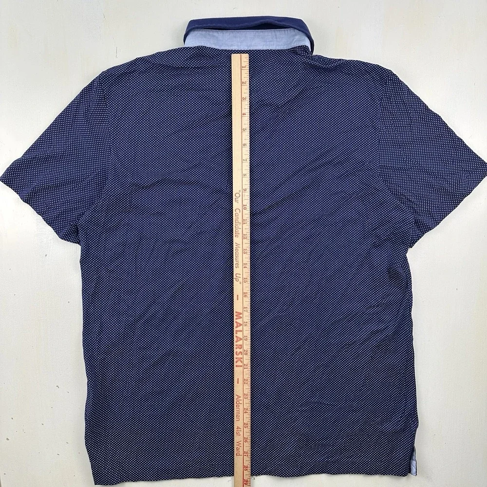 VTG Ralph Lauren Polo Golf Polka Dot Performance Shirt Men XL Blue Pima Cotton